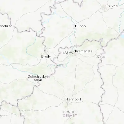 Map showing location of Pochayiv (50.004120, 25.509300)
