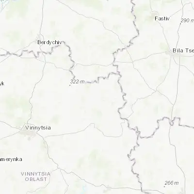 Map showing location of Pohrebyshche (49.485080, 29.259880)
