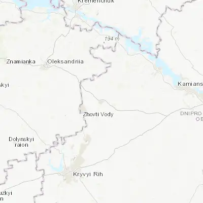 Map showing location of Pyatykhatky (48.408210, 33.709190)
