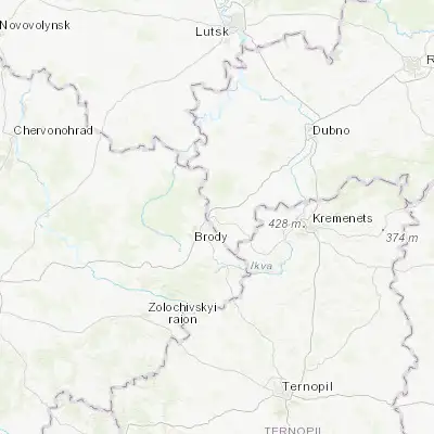 Map showing location of Radyvyliv (50.129940, 25.255760)