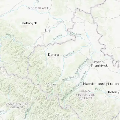 Map showing location of Rozhnyativ (48.939750, 24.156270)