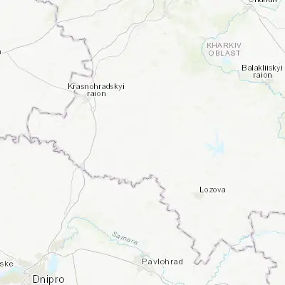 Map showing location of Sakhnovshchyna (49.148940, 35.873740)