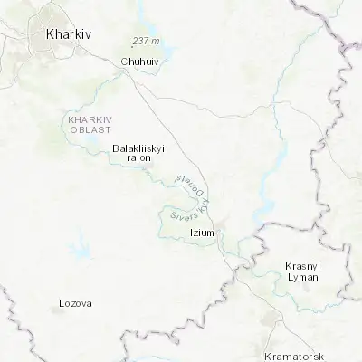 Map showing location of Savyntsi (49.405050, 37.055170)