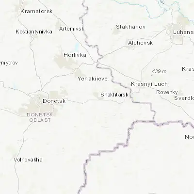 Map showing location of Shakhtarsk (48.056570, 38.438260)