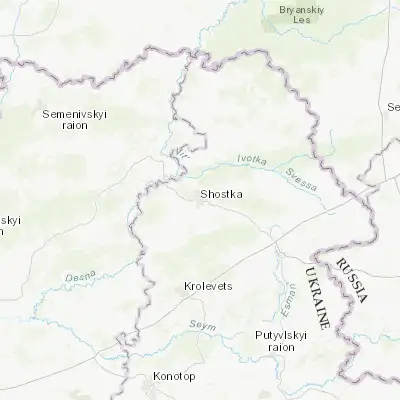 Map showing location of Shostka (51.862960, 33.469800)