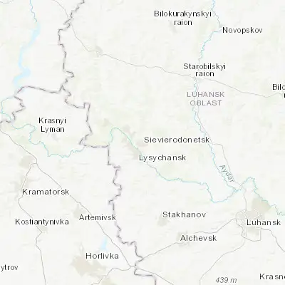 Map showing location of Sievierodonetsk (48.946280, 38.486240)