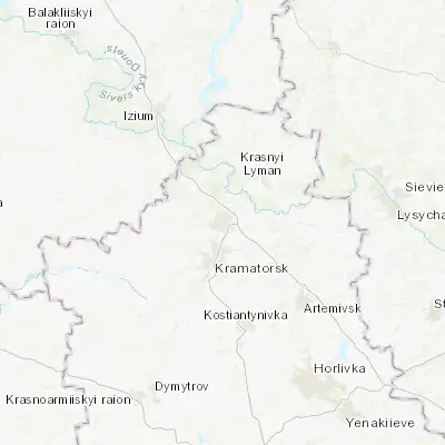 Map showing location of Sloviansk (48.849740, 37.597390)