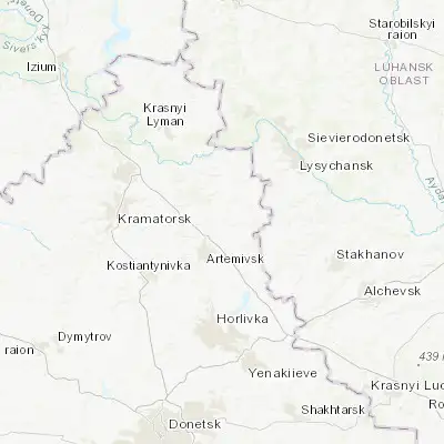 Map showing location of Soledar (48.690750, 38.074320)