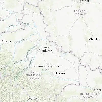 Map showing location of Tlumach (48.865190, 25.003850)