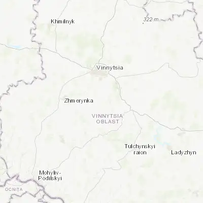 Map showing location of Tyvriv (49.012060, 28.500440)