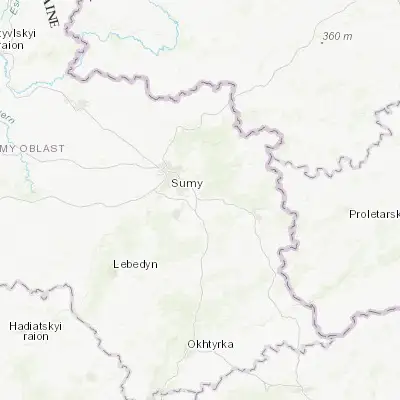 Map showing location of Verkhnia Syrovatka (50.829020, 34.958610)