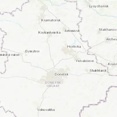 Map showing location of Verkhnotoretske (48.221870, 37.879800)