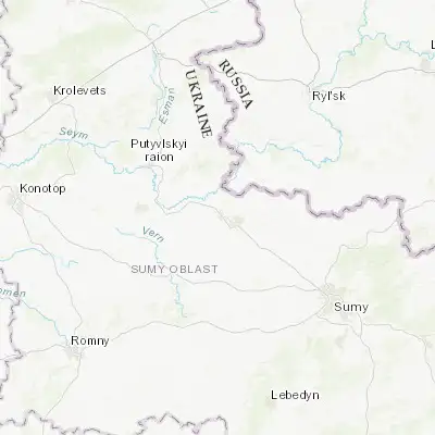 Map showing location of Vorozhba (51.173340, 34.219170)