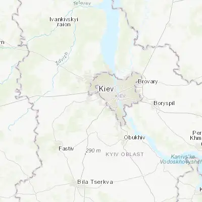 Map showing location of Vyshneve (50.389130, 30.370500)