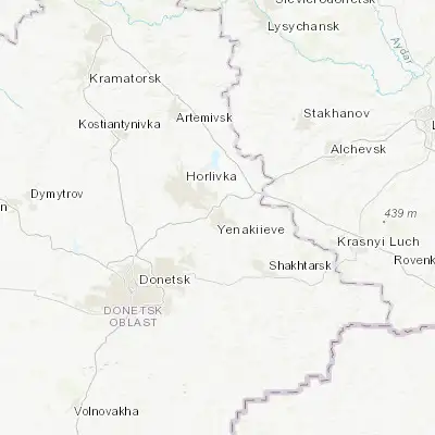 Map showing location of Yenakiieve (48.233310, 38.211370)
