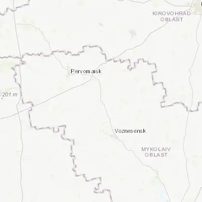 Map showing location of Yuzhnoukrayinsk (47.828790, 31.175130)