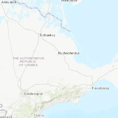 Map showing location of Zhelyabovka (45.398770, 34.757760)