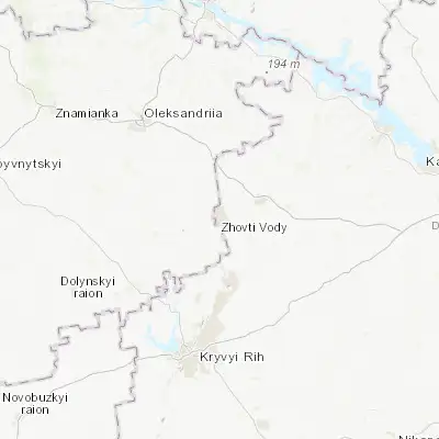 Map showing location of Zhovti Vody (48.345180, 33.497430)