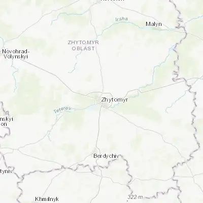 Map showing location of Zhytomyr (50.264870, 28.676690)