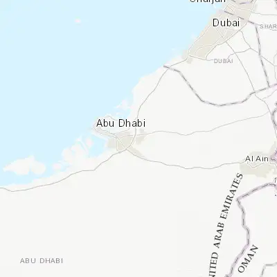Map showing location of Al Shamkhah City (24.392680, 54.707790)