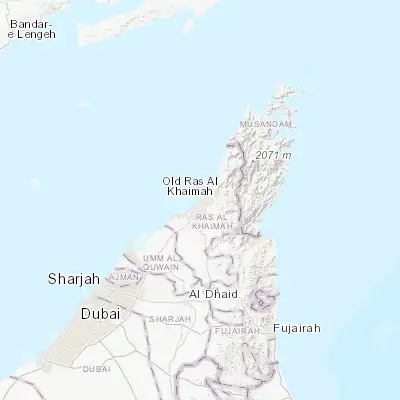 Map showing location of Ras Al Khaimah City (25.789530, 55.943200)