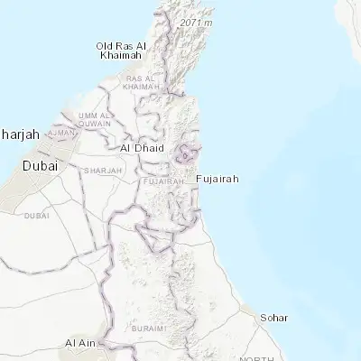 Map showing location of Reef Al Fujairah City (25.144790, 56.247640)