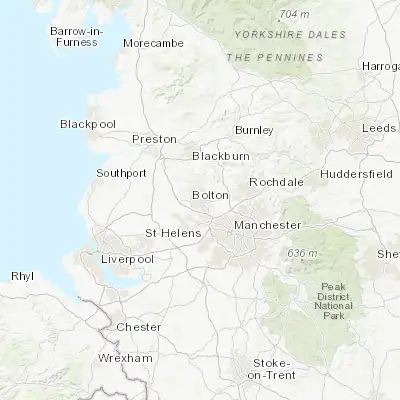 Map showing location of Bolton (53.583330, -2.433330)