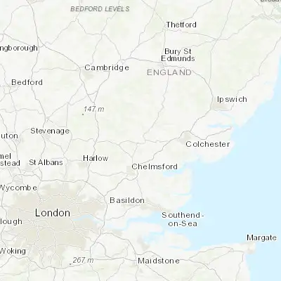Map showing location of Braintree (51.878190, 0.552920)