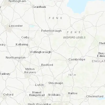 Map showing location of Brampton (52.320390, -0.220070)