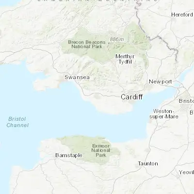Map showing location of Bridgend (51.505830, -3.577220)