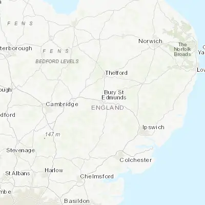 Map showing location of Bury St Edmunds (52.246300, 0.711110)