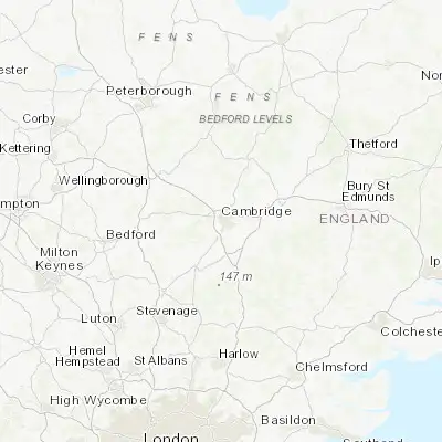 Map showing location of Cambridge (52.200000, 0.116670)