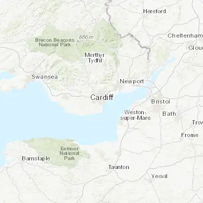 Map showing location of Cardiff (51.480000, -3.180000)