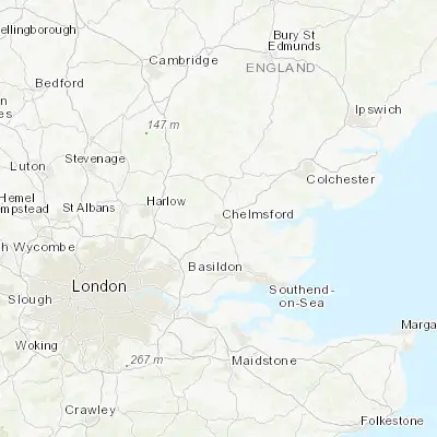 Map showing location of Chelmsford (51.735750, 0.469580)