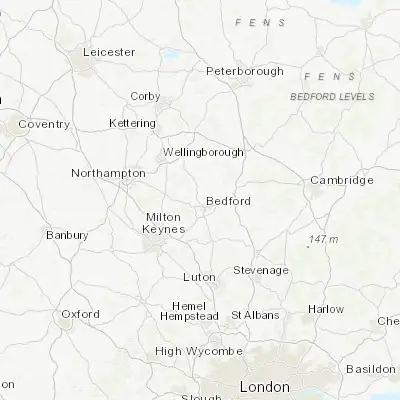 Map showing location of Clapham (52.160850, -0.495290)