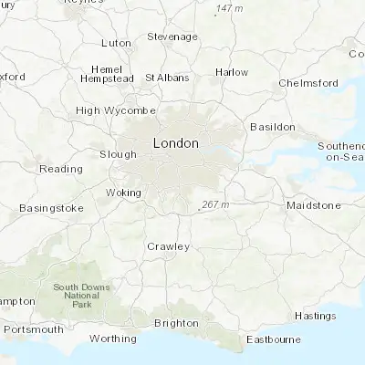 Map showing location of Croydon (51.383330, -0.100000)