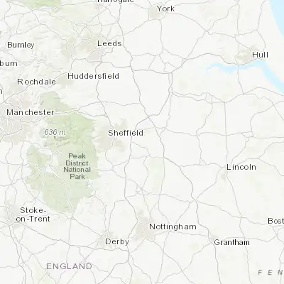 Map showing location of Dinnington (53.366670, -1.200000)