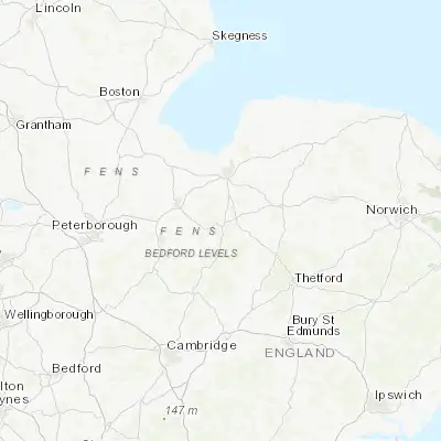 Map showing location of Downham Market (52.607140, 0.383750)
