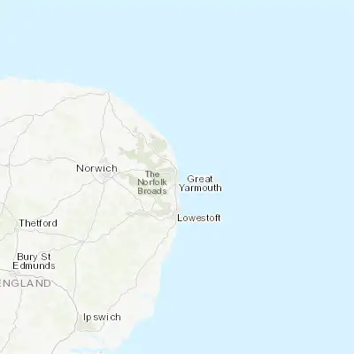 Map showing location of Great Yarmouth (52.608310, 1.730520)