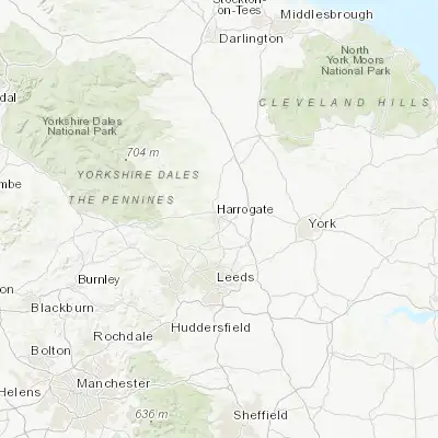 Map showing location of Harrogate (53.990780, -1.537300)