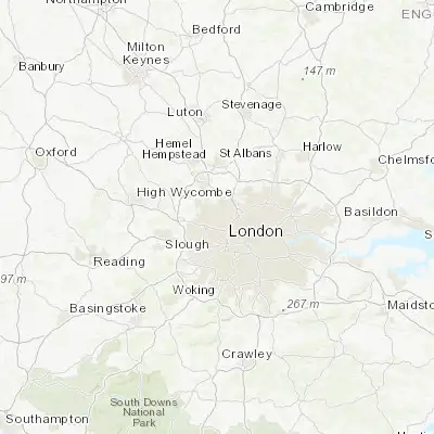 Map showing location of Harrow on the Hill (51.571420, -0.333710)