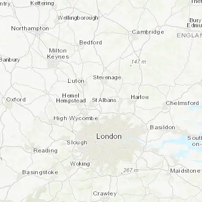 Map showing location of Hatfield (51.763380, -0.224190)