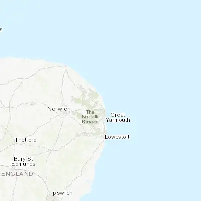 Map showing location of Hemsby (52.697140, 1.691810)
