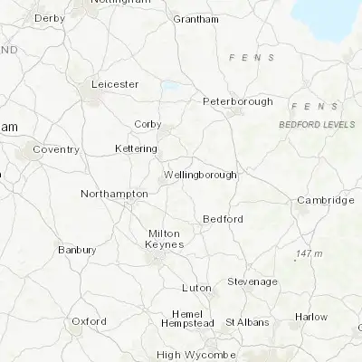 Map showing location of Higham Ferrers (52.305960, -0.593420)