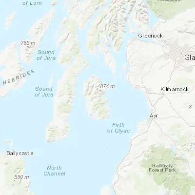 Map showing location of Isle of Arran (55.581450, -5.212330)