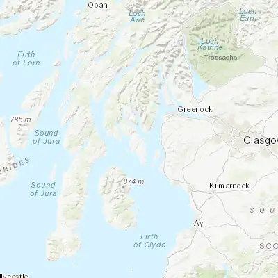Map showing location of Isle of Bute (55.836630, -5.055860)