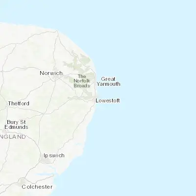 Map showing location of Lowestoft (52.475230, 1.751670)