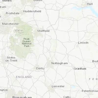 Map showing location of Mansfield Woodhouse (53.164950, -1.193840)