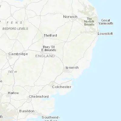 Map showing location of Needham Market (52.155500, 1.051600)