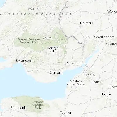 Map showing location of Newbridge (51.666670, -3.133330)